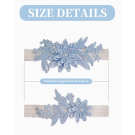 AORHOFJ Pack of 2 Bridal Garter, Garter Wedding Bridal Wedding Garter Women's Lace Leg Garter Handmade Bridal Prom (Blue)