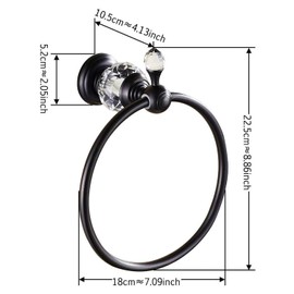 Kabter Crystal Series Brass Bathroom Hand Towel Ring,Black