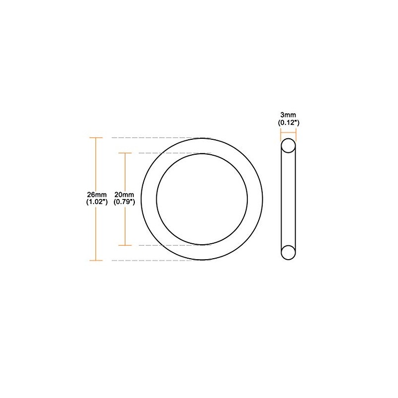 uxcell Silicone O-Rings, 20mm Inner Diameter, 26mm OD, 3mm Width,