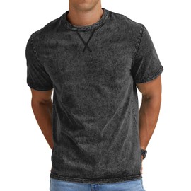 NITAGUT Mens Distressed Cotton Shirts Vintage Hipster Hip Hop Longline Crew Neck T-Shirt,Black,XX-Large