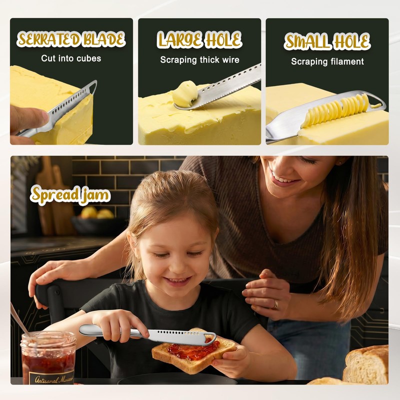 2 Pack Stainless Steel Butter Knife Set - 3 in