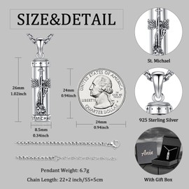 Aniu Saint Michael Necklace Cremation Jewelry for Ashes S925 Sterling Silver Urn Necklace Memorial Necklace for Human Ashes of Loved Ones Keepsake Pendant for Men Women