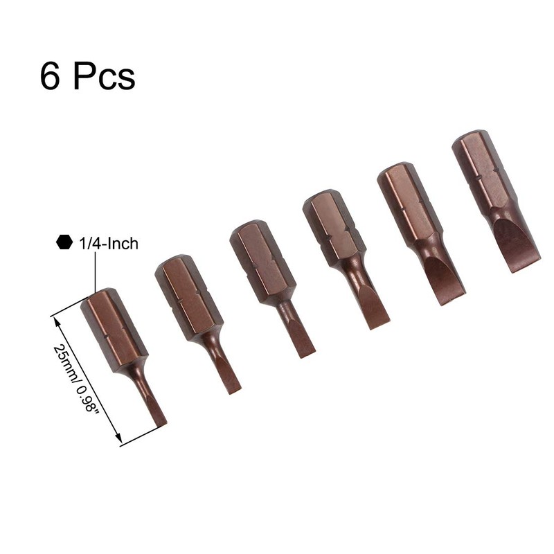 uxcell Slotted Bits Set 6pcs 1/4 Inch Hex Shank Magnetic