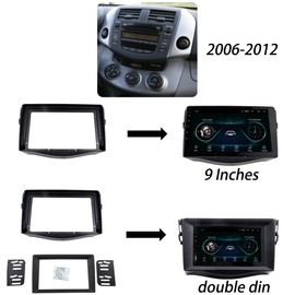 DKMUS 9 Inches + Double Din Radio Dash Trim Kit for Toyota RAV4 2001-2019 Stereo Installation Mount Bezel (2006-2012)