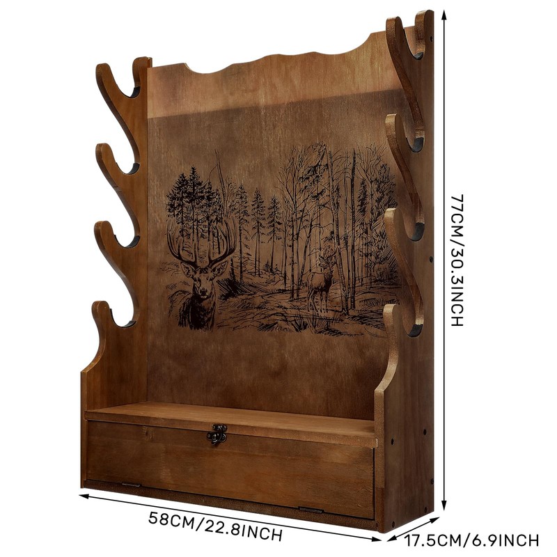 Yuntau Four Gun Wooden Gun Display Rack with Cabinet Storage