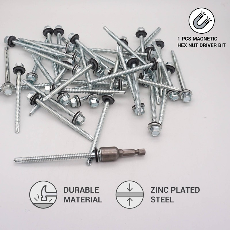 SKIR'CO (15 pcs) Zinc Plated Roofing Screws 6.3 x 90