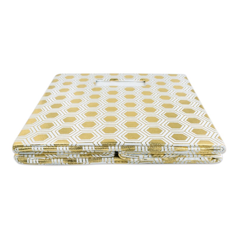 DII Collapsible Polyester Storage Cube, Honeycomb, Gold, Small