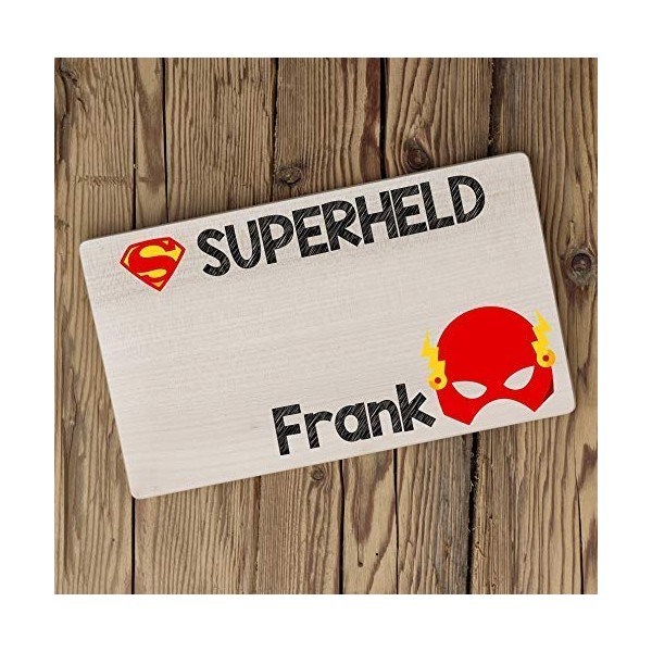 Personalisiertes Frühstücksbrettchen Superheld-Flash | Vesperbrett für Kinder mit Namen |