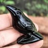 Natural Black Obsidian Crow Hand Carved Raven Skull Guardian Statue
