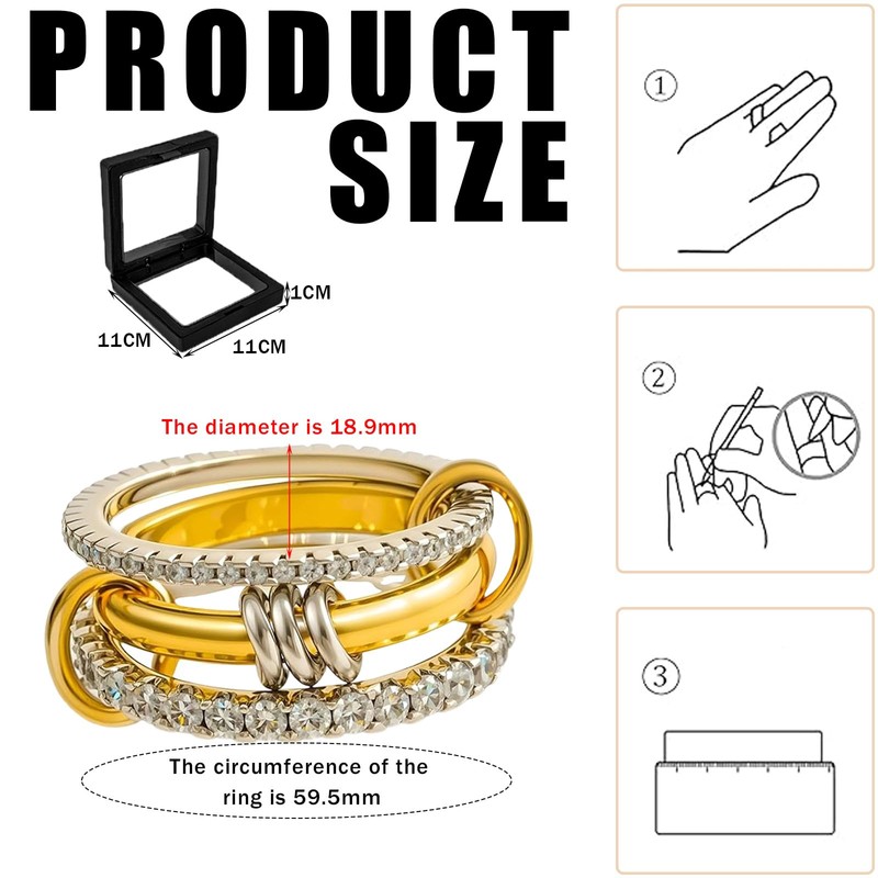 JILLIOPER 1 Tarnish-Free Gold Rings for Women, Mixed Metals Stackable