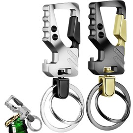 2 Piezas Llaveros de Servicio Pesado con Abridor de Botellas Paquete, Diseño Giratorio Completo de 360 Grados.Llaveros de Coches, para Mantener Sus Llaves Organizadas (2)