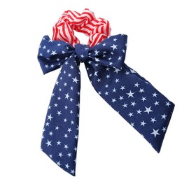 Elastic Patriotic Ponytail Holder with American Flag Hair Accessories - 4th of July Hair Bow and Scrunchies for Women and Girls, TSFQ02 (Red Band New)