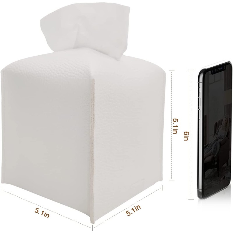 Tissue Box Cover, PU Leather Square Tissue Box Holder with