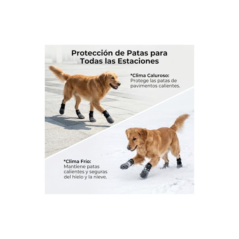 Zapatos para Perro 2 Pares, Calcetines Antideslizantes con Correas Ajustables,