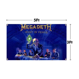 Megadeth Rust in Peace Poster Funny Flag Music Tapestry Aesthetic Decorative Durable Man Cave Wall tapestry Suitable For Indoor And Outdoor Decorate for College Dorm Room ,Outdoor,Parties gifts,