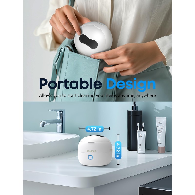 BEESHOP Ultrasonic Retainer Cleaner - 45kHz Retainer Cleaner Machine with