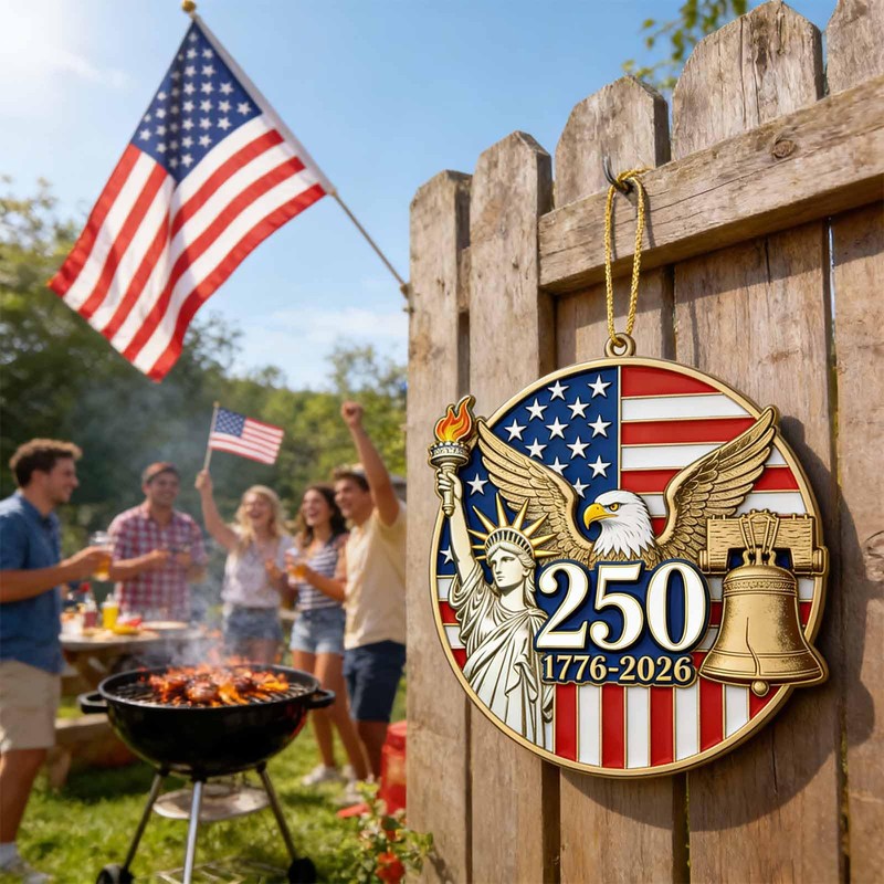 250 Years of America Semiquincentennial Ornament, 2D Acrylic 1776-2026 Patriotic