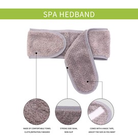 Simnice 6 Pieces Spa Facial Headband Adjustable Head Wraps for women,Makeup Shower Bath Facial Wraps Sports Headband Terry Cloth Adjustable Stretch Towel with Magic Tape