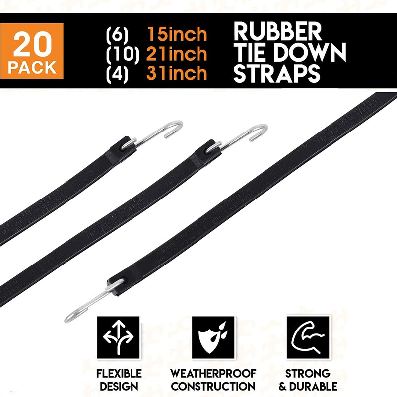 XSTRAP STANDARD Multiple Size Natural Rubber Tarp Bungee Straps Tie