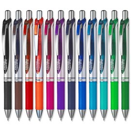 Pentel EnerGel XM BL77 - Retractable Liquid Gel Pen - 0.7mm - 54% Recycled - Gift Set of 6 (Assorted, 12 Pack)