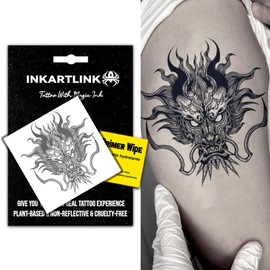 INKARTLINK Semi Permanent Tattoo, Temporary Tattoo, party tattoo, beautiful and realistic design, fun tattoo experience, cruelty-free, non-reflective, waterproof (Dragon 5)