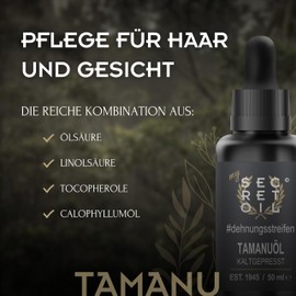 mySecretOil Tamanu Oil 50 ml #Stretch Marks - 100% Natural & Cold Pressed - Tamanu Oil Ideal for Skin Care and Wound Treatment