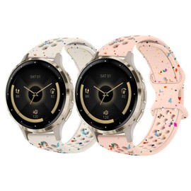 HAYONLIY 2 Pack Breathable Sport Bands Compatible for Garmin Venu 3S/Vivoactive 4S/Venu 2S/Vivomove 3S, 18mm Soft Silicone Eco-Friendly Waterproof Strap for Garmin Forerunner 255s/265s Women