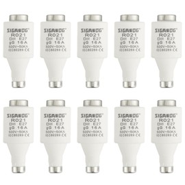 SIGANDG 16A DII E27 R021 Spiral Ceramic Fuses gG Diazed Fuse Inserts 500VAC for Cable and Line Protection (Pack of 10)