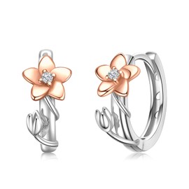 Birth Flower Necklace Sterling Silver 12 Month Flower Earrings Hypoallergenic Hoop Earrings for Women s Senstive Ears Flower Jewelry Gifts for Mother Daughter