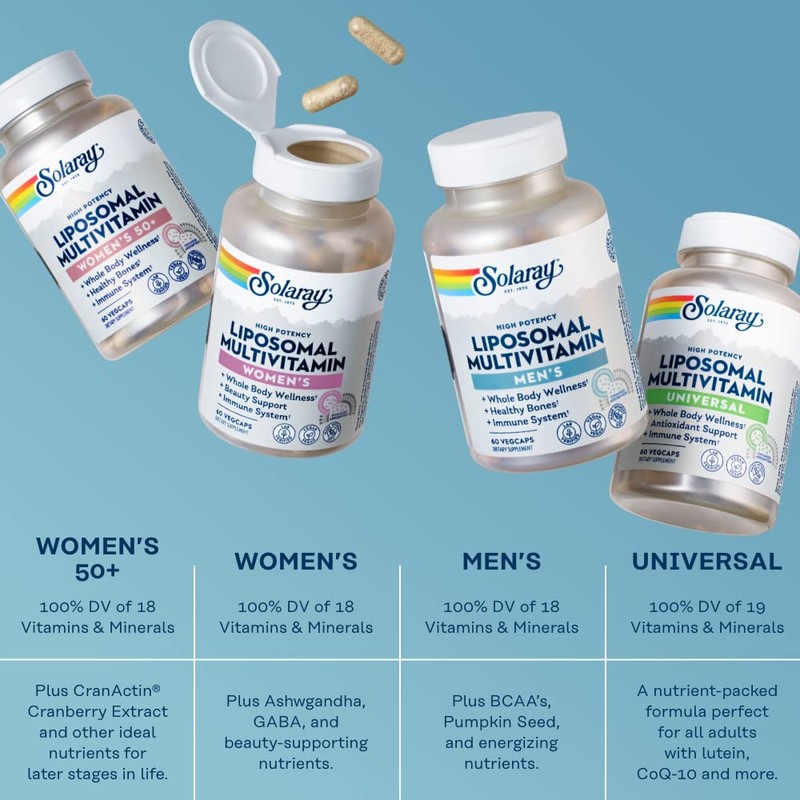 Solaray Liposomal Multivitamin for Men, Enhanced Absorption Immune, Energy &