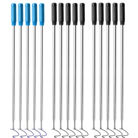 0.7 mm Ballpoint Ink Twist Pen Refills, 15 Pcs Medium Point Metal Smooth Writing Replaceable Ink Refill, Stationery Compatible for Cross Ballpoint Replacement (4.6in M) (Black+Blue, 15)