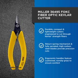 Miller FOKC Fiber Optic Kevlar Cutter, Easily Portable Utility Tool for Working Technicians, Cable Cutters for Right- and Left-Handed Electricians, 5.75 Inches, 2.5 Ounces
