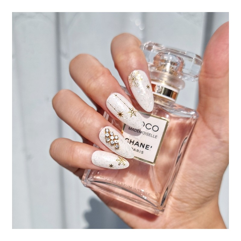 Crystal Snow Crystal Handmade Nail Tip - Oval / 크리스탈
