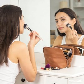 Travel Makeup Organizer, Compact Lightweight Accessory for Travel and Daily Use - Tense Edano Makeup Stand Up