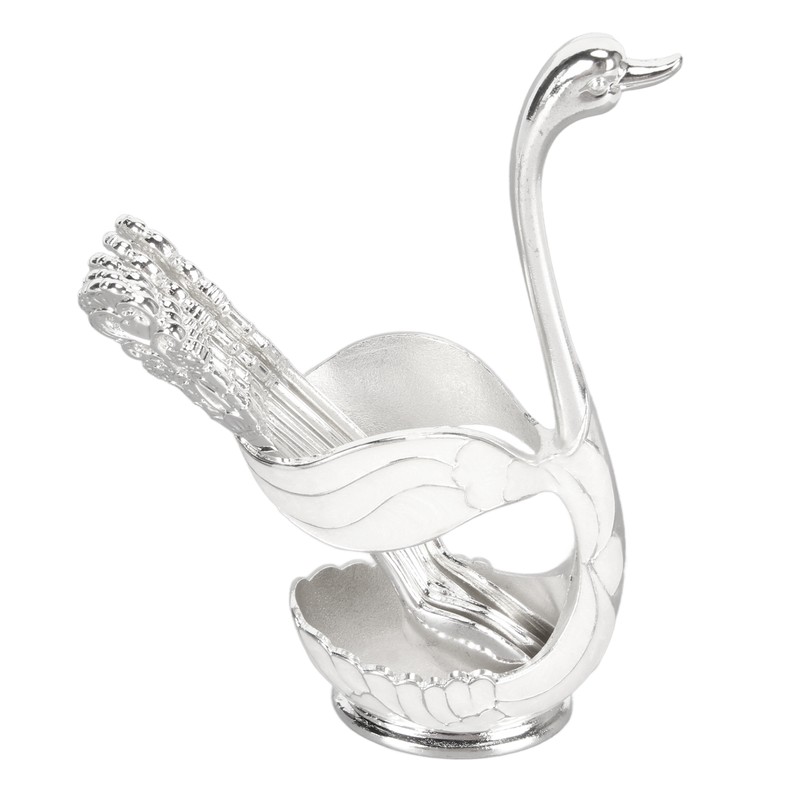 Silver Swan Dinnerware Set Swan Base Holder Teaspoon Cutlery Set