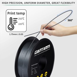 GIANTARM Silver PETG 3D Printer Filament Toughness Enhanced 1kg (2.2lbs), 1.75mm Dimensional Accuracy +/-0.03mm, 1080 Feet（330m)/Roll, Vacuum Package, Fit for Most 3D FDM Printer