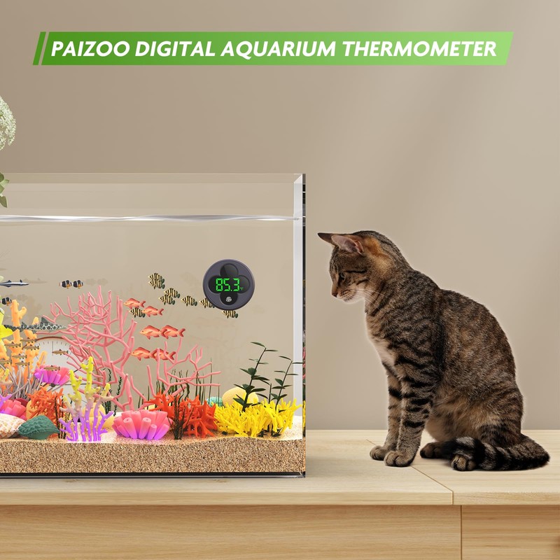PAIZOO Aquarium Thermometer Digital, LED Fish Tank Thermometer Wireless Accurate