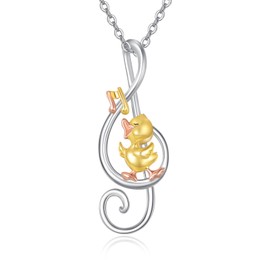 URONE Duck Necklace 925 Sterling Silver Music Note Animals Pendant Duck Jewelry Gifts for Women