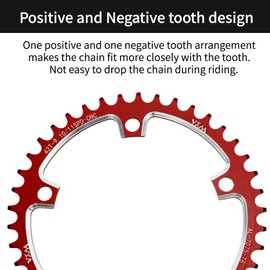 BULLSPANN Schmal-Breit Kettenblatt Für Speed Rennrad Für 130 BCD Fahrrad Kettenblatt 175.74mm/6.92" Rot CNC Aluminiumlegierung 1 Stück