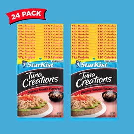 StarKist Tuna Creations Hickory Smoked, 2.6 oz Pouch (24 Pack) Ready to Eat Wild Caught Tuna, g Protein, Calories Per Serving, Gluten Free, Soy Free, Kosher, Perfect for Salads, Keto Meals and Snacks