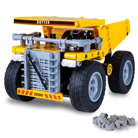 JAMARA 402852 CADA Muldenkipper Bricks, Baustellenfahrzeuge ab 8 Jahre, Kinder Technik Jungen Spielzeug, Geschenkidee für Kinder, Fahrzeug aus Klemmbausteinen, Kippmulde manuell