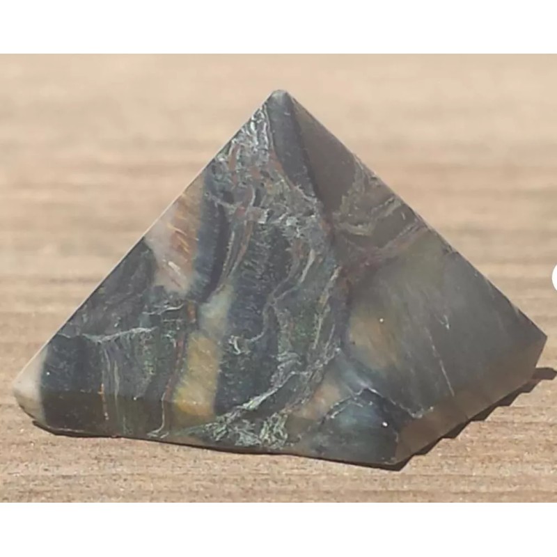 NATURAL BLUE TIGER EYE SMALL GEMSTONE PYRAMID 20-22mm