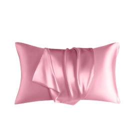 Tucusi 2 Pack Light Pink Satin Pillowcases, 20"x 30" Standard Silky Pillowcase, Soft Pillow Covers, Satin Pillow Covers with Envelope Closure, Queen Size