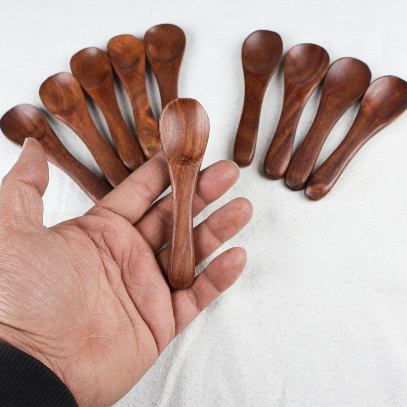 Uvz Crafts Mini Wooden Spoons for Spice Jars, Salt, Sugar,
