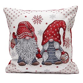 Peggy Wilkins Textiles Mr & Mrs Scandanavian Gnomes Tapestry Christmas Cushion 18" x 18"