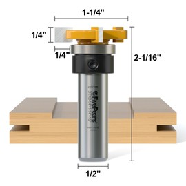 Fivepears Top Bearing Slot Cutter Router Bit 1/2 inch Shank 1-1/4 inch Cutting Diameter and 1/4 inch Cutting Length Shank Slot and Undercut Bit for Woodworking Chisel Cutter Tool Slot