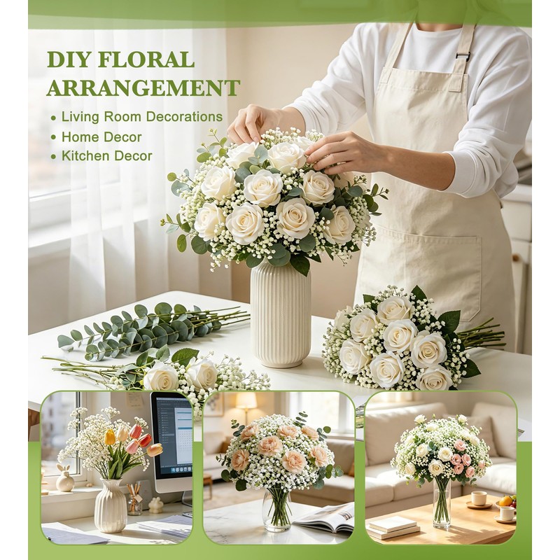40 Pcs Babys Breath Artificial Flowers-Baby Breath Flowers Artificial Bulk