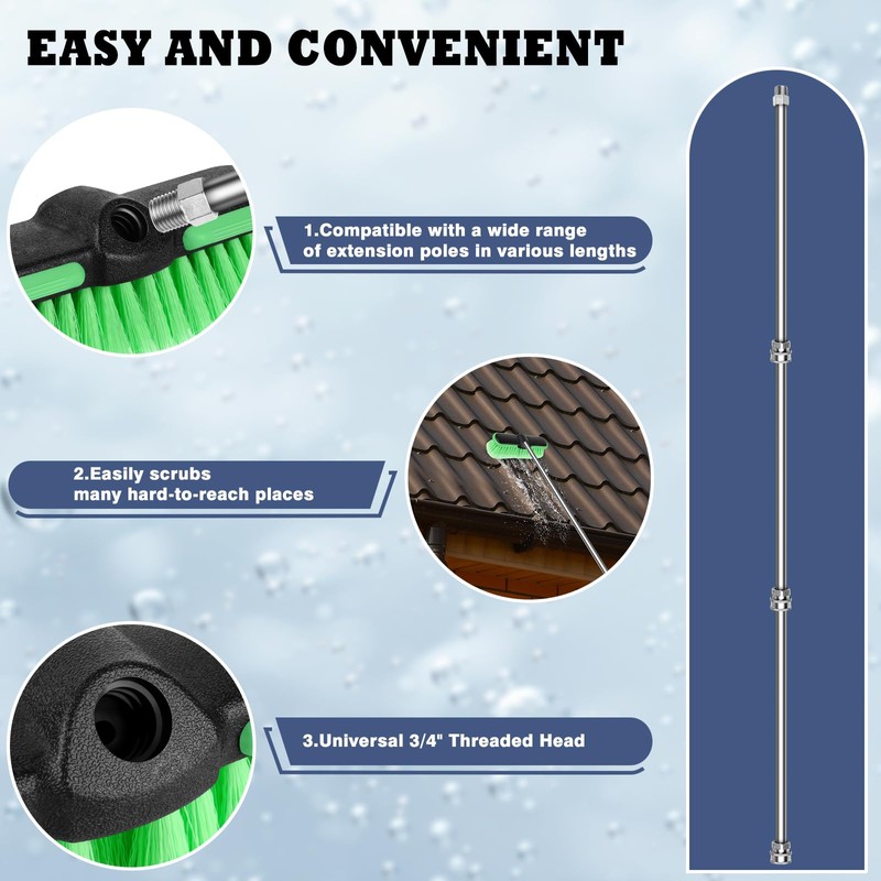 Liqmeivre 10" Car Wash Brush Head,Scrub Brush Attachment for Extension