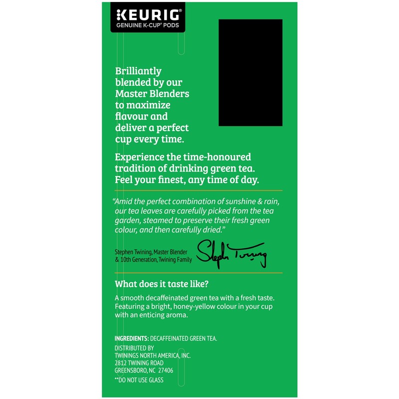 Twinings Decaffeinated Green Tea K-Cup Pods for Keurig, 24 Count