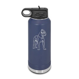 Cane Corso Laser Engraved Water Bottle Customizable Polar Camel Stainless Steel Many Colors Sizes with Straw - Body dog canine pet - 32 oz - Navy Blue